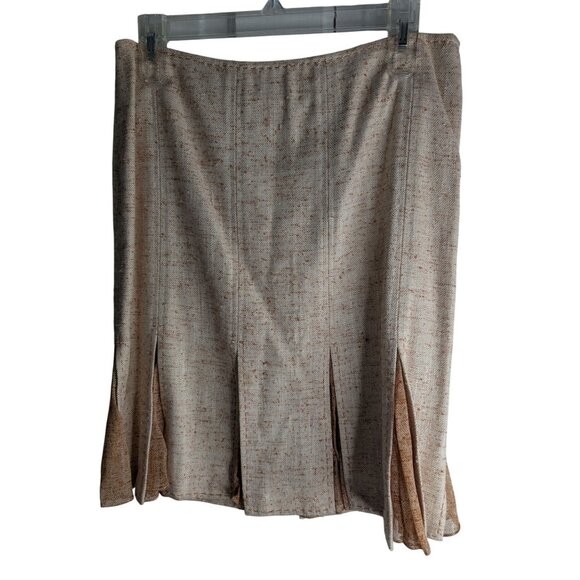 Elie Tahari Midi Skirt Womens Sz 6P Pigalle Tweed Lacey Pleats Retro Academia - Picture 1 of 10